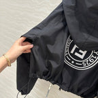 Fendi Hooded Jacket Set Black Silk Fabric