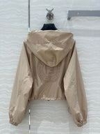 Fendi Hooded Jacket Set Beige Silk Fabric