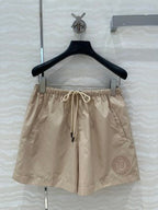 Fendi Hooded Jacket Set Beige Silk Fabric