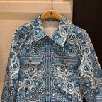 CD Butterfly Print Denim Set Blue White Cotton
