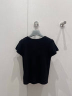 Prada 25 Letter Embroidered Knitted Short-sleeved Top Wool Acrylic Nylon 216873
