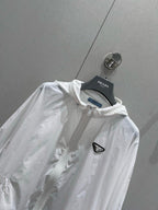Prada 25 Hooded Triangle Logo Jacket Shorts Suit White Polyester 217937
