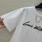 LV 25 Simple Generous T-shirt White Red Black Cotton