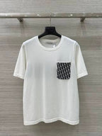 CD 25 Knitted Short-sleeved Top Blue and White Cotton