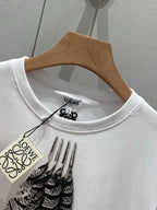 Loewe 25 Feather Printed Round Neck Short Sleeve T-shirt Cotton