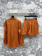 Celine 25 Suit Brown and White Linen Polyester