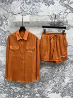 Celine 25 Suit Brown and White Linen Polyester