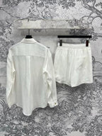 Celine 25 Suit Brown and White Linen Polyester