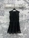 LV 25 Coin Letter Jacquard Pattern Decoration Dress Black Pink Poliester