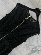 LV 25 Coin Letter Jacquard Pattern Decoration Dress Black Pink Poliester