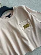 LV 25 Monogram Pocket Patch Iron Elastic Waist Set Light Pink Cotton