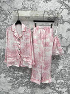 CD 25 Print Suit Pink and Light Blue Cotton