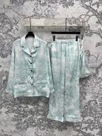 CD 25 Print Suit Pink and Light Blue Cotton