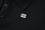 CELINE Embroidered Arc de Triomphe Knitted Polo Cotton