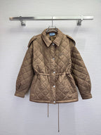 Prada 2025 Lightweight Quilted Blouson Jacket Black and Tan Re-Nylon