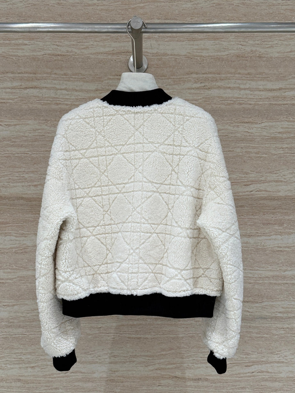Dior 2025 Shearling Coat Black and Cream Wool Leather