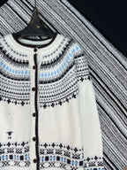 Dior 2025 Knitted Cardigan White and Gray Wool