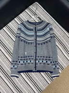 Dior 2025 Knitted Cardigan White and Gray Wool