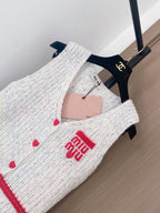 Miumiu 2025  Knitted Vest Red and White Wool
