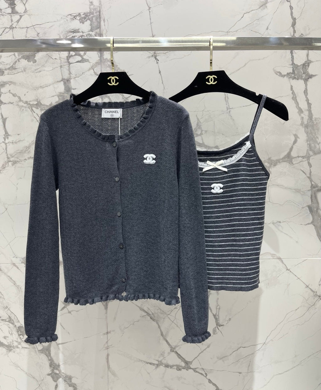 Chanel 2026 Striped Knitwear Two-Piece Set Wool