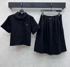 Miumiu 2026  Lace-trimmed Short-Sleeve Shirt and Skirt Set Cotton