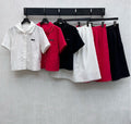 Miumiu 2026  Lace-trimmed Short-Sleeve Shirt and Skirt Set Cotton