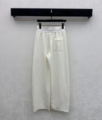 Miumiu 2026 Drawstring Webbing Pant Yellow and White Cotton Polyester