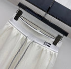 Miumiu 2026 Drawstring Webbing Pant Yellow and White Cotton Polyester