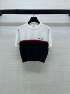Miumiu 2026 Crew Neck Knit Short-sleeved Pleated Skirt Set Wool 352667