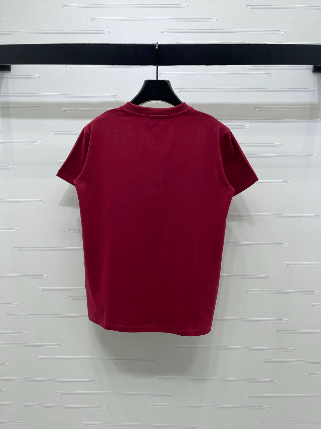 Miumiu 2026 Letter Crew Neck Short-sleeved T-shirt Red and White Cotton