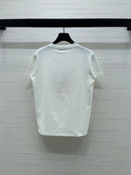 Miumiu 2026 Letter Crew Neck Short-sleeved T-shirt Red and White Cotton