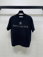 Dior 2026  Embroidered Letter Knit Short-Sleeve T-Shirt Wool