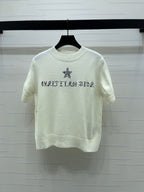 Dior 2026  Embroidered Letter Knit Short-Sleeve T-Shirt Wool