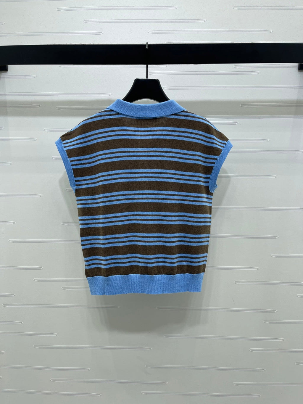 Miumiu 2026 Striped Collared Knit Vest Wool Cashmere 352445