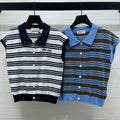 Miumiu 2026 Striped Collared Knit Vest Wool Cashmere 352445