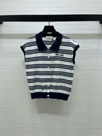 Miumiu 2026 Striped Collared Knit Vest Wool Cashmere 352445