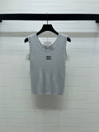 Miumiu 2026 Lace-trimmed Camisole Knit Vest Wool Tencel