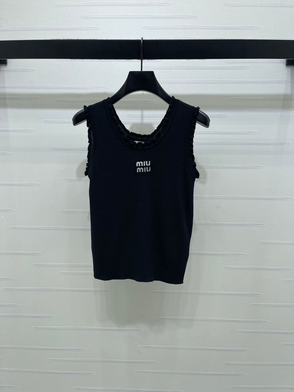 Miumiu 2026 Lace-trimmed Camisole Knit Vest Wool Tencel