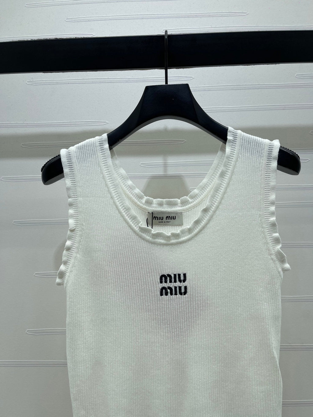 Miumiu 2026 Lace-trimmed Camisole Knit Vest Wool Tencel