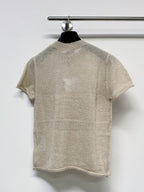 Chanel 2026 Floral Short Sleeve T-shirt Black and Beige Wool