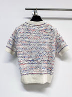 Chanel 2026 Short-Sleeve Shirt Blue and White Wool