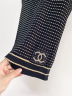 Chanel 2026 Knit Vest Cream and Navy Blue Tencel Nylon