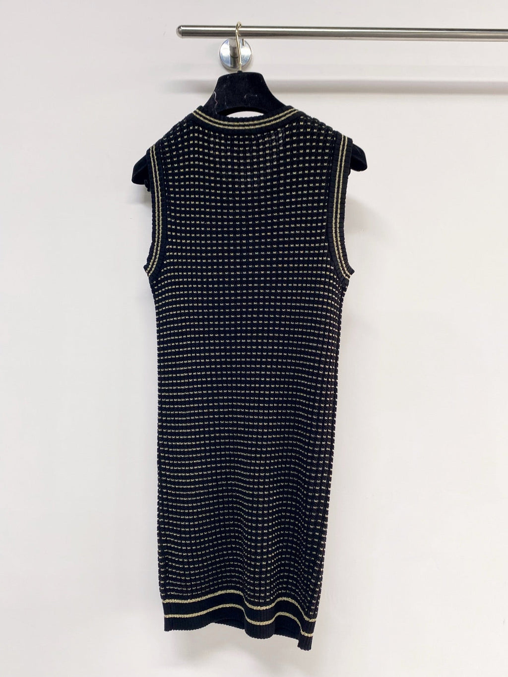 Chanel 2026 Knit Vest Dress Cream and Navy Blue Tencel Nylon