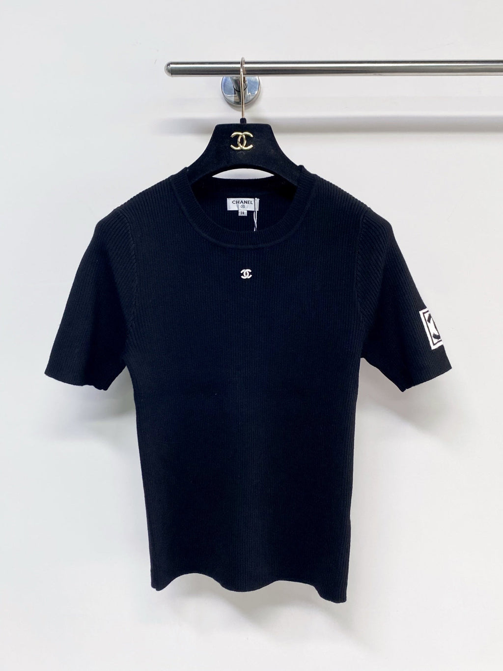 Chanel 2026 Short-Sleeve Shirt Black and White Wool 99210