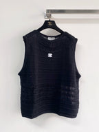 Chanel 2026 Hollow-Out Vest Black and Gray Viscose Nylon