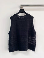Chanel 2026 Hollow-Out Vest Black and Gray Viscose Nylon
