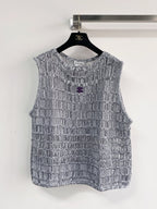 Chanel 2026 Hollow-Out Vest Black and Gray Viscose Nylon