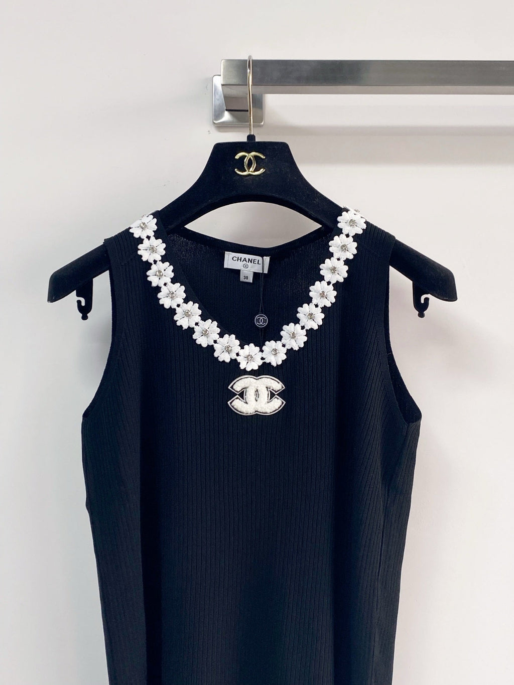 Chanel 2026  Flower Shirt White and Black Polyester Viscose