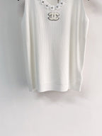 Chanel 2026  Flower Shirt White and Black Polyester Viscose