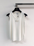 Chanel 2026  Flower Shirt White and Black Polyester Viscose